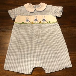Smocked gingham Easter romper